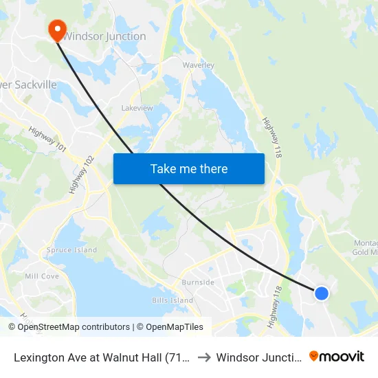 Lexington Ave at Walnut Hall (7146) to Windsor Junction map
