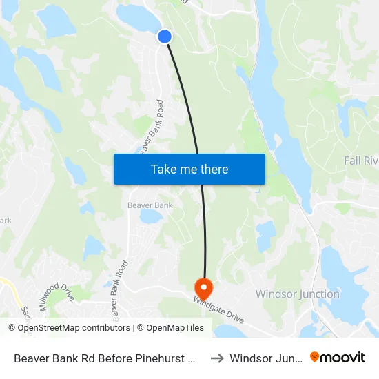 Beaver Bank Rd Before Pinehurst Way (8721) to Windsor Junction map