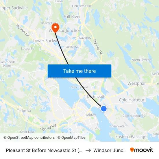 Pleasant St Before Newcastle St (7496) to Windsor Junction map