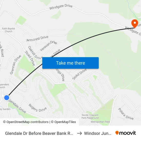 Glendale Dr Before Beaver Bank Rd (6748) to Windsor Junction map