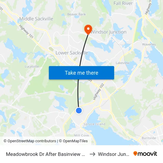 Meadowbrook Dr After Basinview Dr (7189) to Windsor Junction map