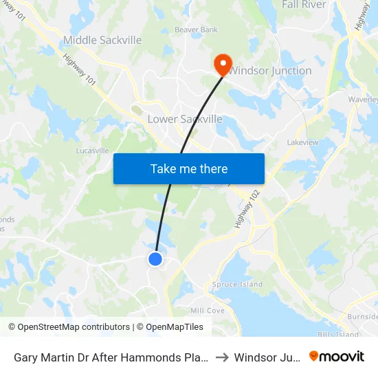 Gary Martin Dr After Hammonds Plains Rd (8886) to Windsor Junction map