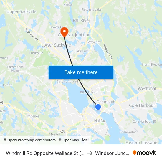 Windmill Rd Opposite Wallace St (8546) to Windsor Junction map