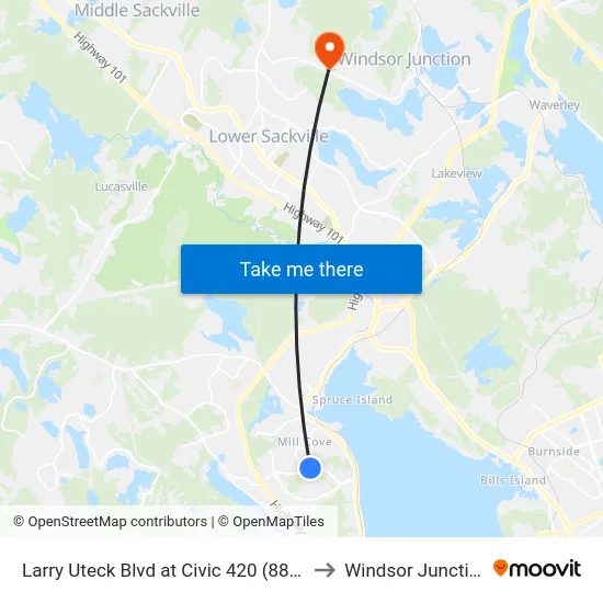 Larry Uteck Blvd at Civic 420 (8880) to Windsor Junction map