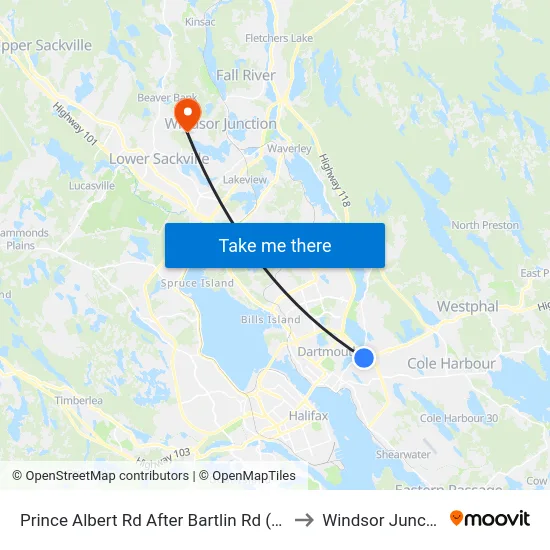 Prince Albert Rd After Bartlin Rd (8066) to Windsor Junction map