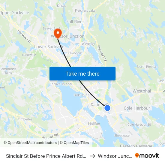 Sinclair St Before Prince Albert Rd (8067) to Windsor Junction map