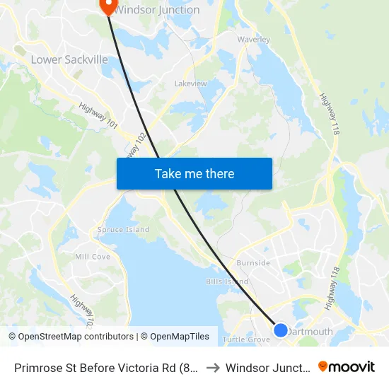 Primrose St Before Victoria Rd (8065) to Windsor Junction map