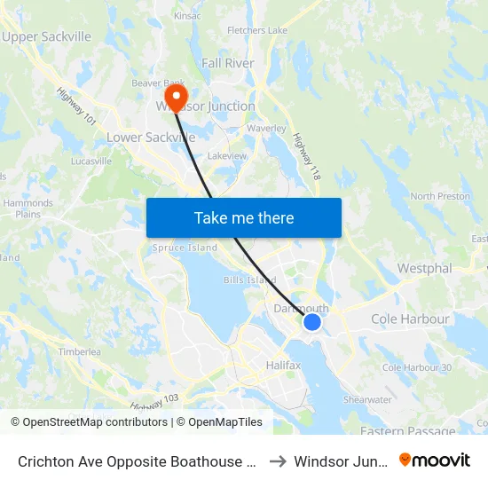 Crichton Ave Opposite Boathouse Ln (6528) to Windsor Junction map