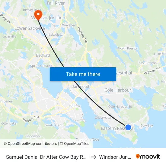 Samuel Danial Dr After Cow Bay Rd (8669) to Windsor Junction map