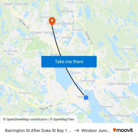 Barrington St After Duke St Bay 1 (6087) to Windsor Junction map