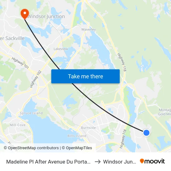 Madeline Pl After Avenue Du Portage (6082) to Windsor Junction map