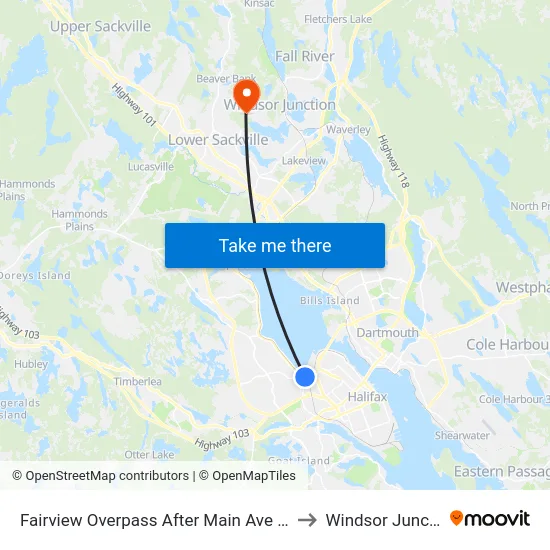 Fairview Overpass After Main Ave (6644) to Windsor Junction map