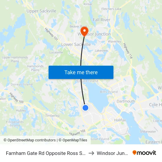 Farnham Gate Rd Opposite Ross St (6647) to Windsor Junction map
