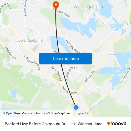 Bedford Hwy Before Oakmount Dr (6266) to Windsor Junction map