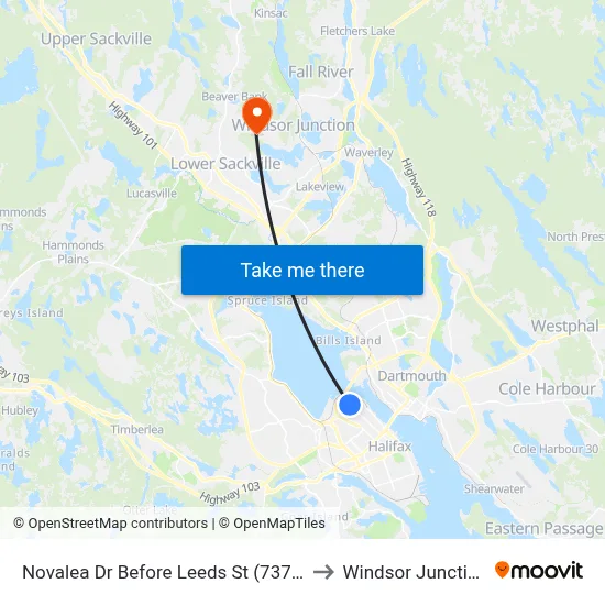 Novalea Dr Before Leeds St (7371) to Windsor Junction map