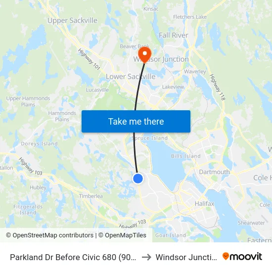 Parkland Dr Before Civic 680 (9036) to Windsor Junction map