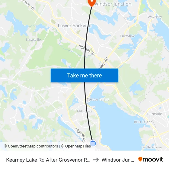 Kearney Lake Rd After Grosvenor Rd (7019) to Windsor Junction map