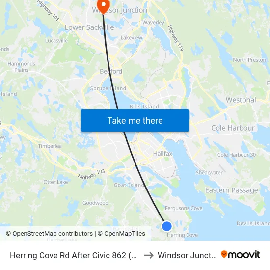 Herring Cove Rd After Civic 862 (6882) to Windsor Junction map