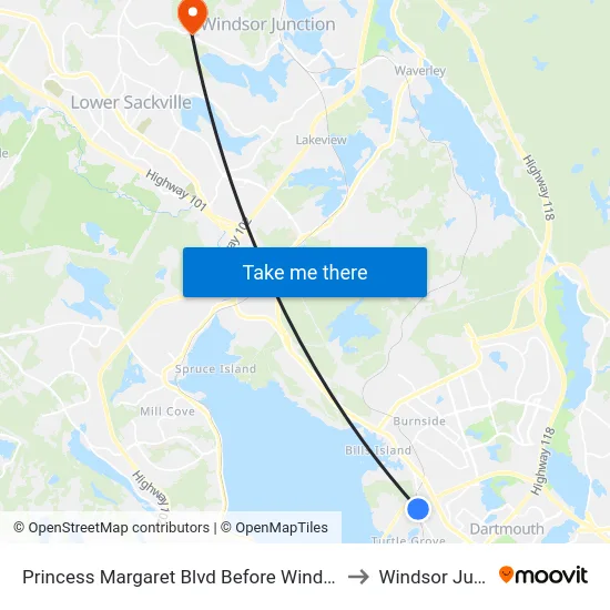 Princess Margaret Blvd Before Windmill Rd (8078) to Windsor Junction map