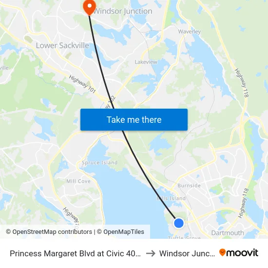 Princess Margaret Blvd at Civic 40 (8071) to Windsor Junction map
