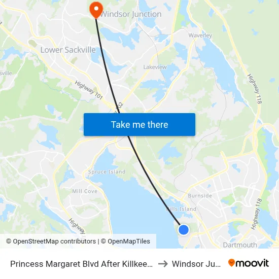 Princess Margaret Blvd After Killkee Gate (8074) to Windsor Junction map