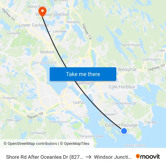 Shore Rd After Oceanlea Dr (8270) to Windsor Junction map