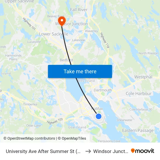 University Ave After Summer St (8410) to Windsor Junction map
