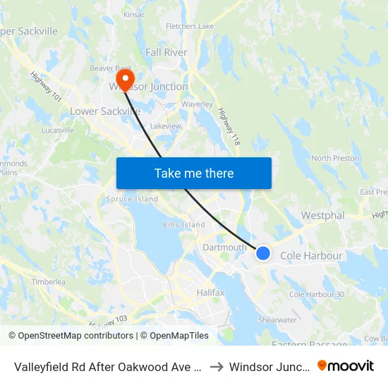 Valleyfield Rd After Oakwood Ave (8416) to Windsor Junction map