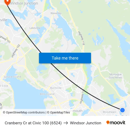 Cranberry Cr at Civic 100 (6524) to Windsor Junction map