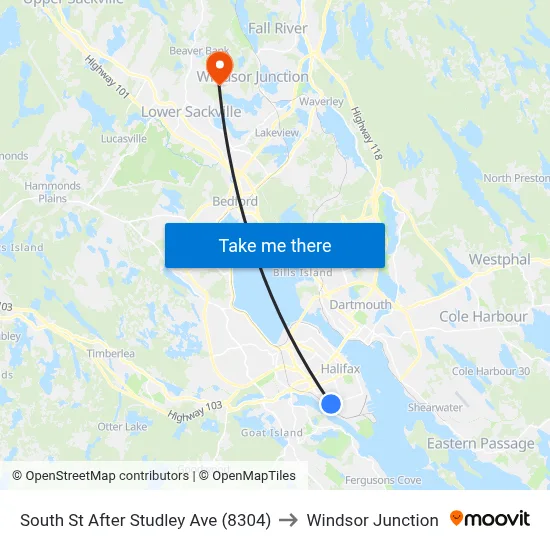South St After Studley Ave (8304) to Windsor Junction map