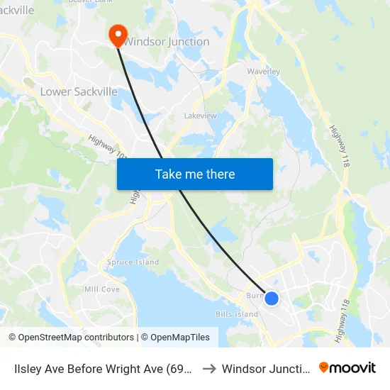 Ilsley Ave Before Wright Ave (6957) to Windsor Junction map