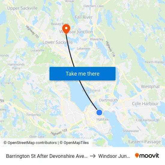 Barrington St After Devonshire Ave (6090) to Windsor Junction map