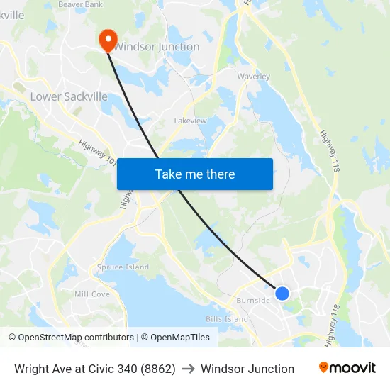 Wright Ave at Civic 340 (8862) to Windsor Junction map