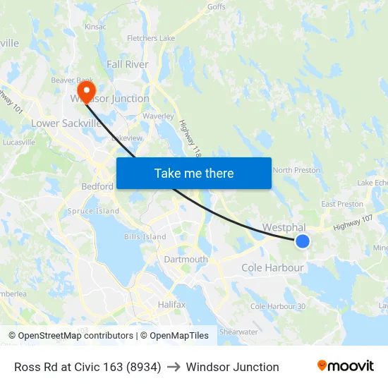 Ross Rd at Civic 163 (8934) to Windsor Junction map