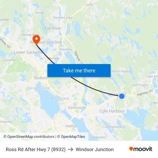 Ross Rd After Hwy 7 (8932) to Windsor Junction map