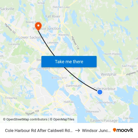 Cole Harbour Rd After Caldwell Rd (6474) to Windsor Junction map
