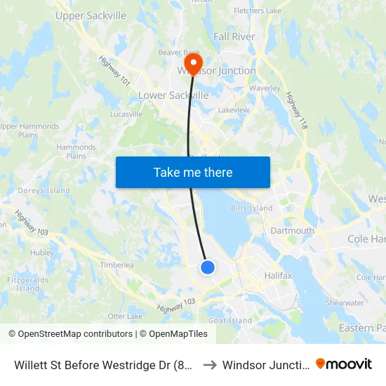 Willett St Before Westridge Dr (8503) to Windsor Junction map