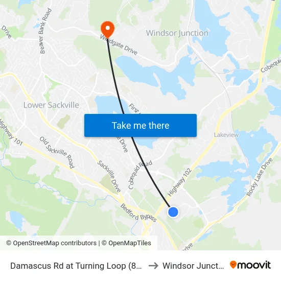 Damascus Rd at Turning Loop (8505) to Windsor Junction map