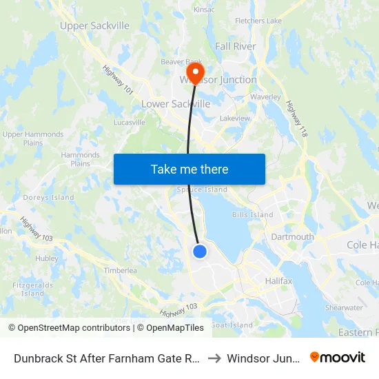 Dunbrack St After Farnham Gate Rd (6593) to Windsor Junction map