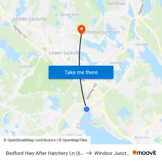 Bedford Hwy After Hatchery Ln (6285) to Windsor Junction map