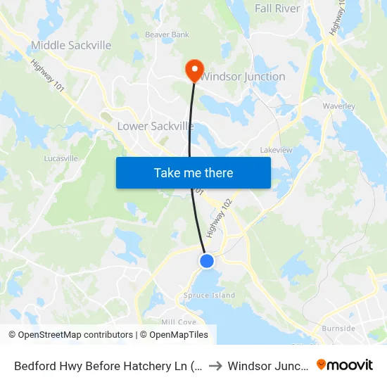 Bedford Hwy Before Hatchery Ln (6282) to Windsor Junction map