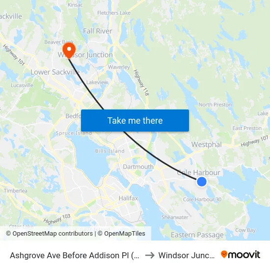Ashgrove Ave Before Addison Pl (6049) to Windsor Junction map