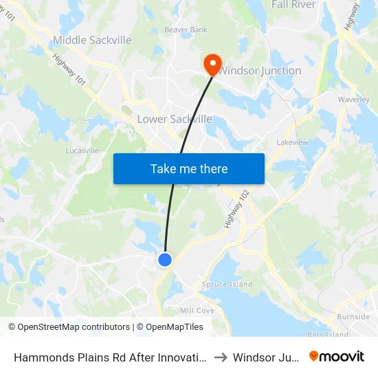 Hammonds Plains Rd After Innovation Dr (9056) to Windsor Junction map