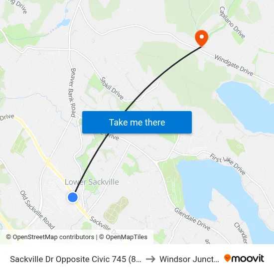 Sackville Dr Opposite Civic 745 (8259) to Windsor Junction map