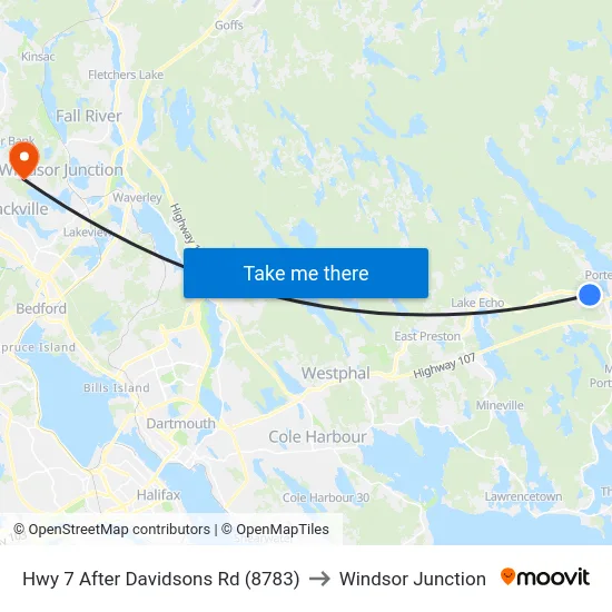 Hwy 7 After Davidsons Rd (8783) to Windsor Junction map
