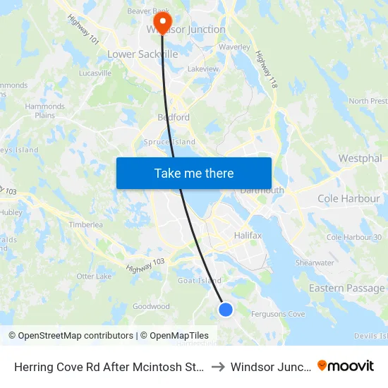 Herring Cove Rd After Mcintosh St (6915) to Windsor Junction map