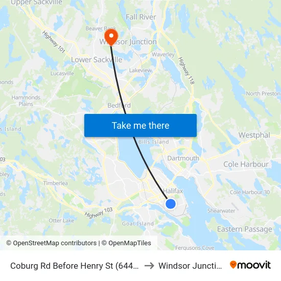 Coburg Rd Before Henry St (6448) to Windsor Junction map