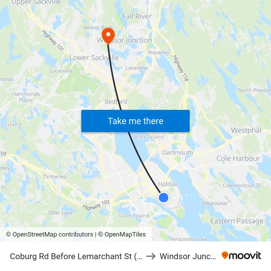 Coburg Rd Before Lemarchant St (6449) to Windsor Junction map