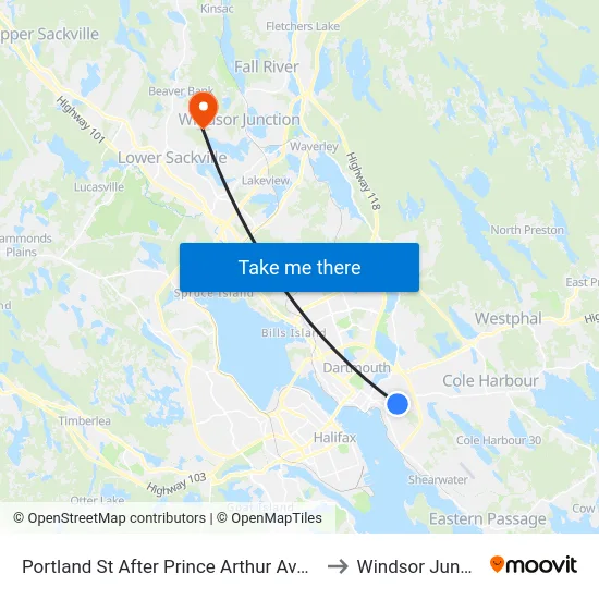Portland St After Prince Arthur Ave (8044) to Windsor Junction map