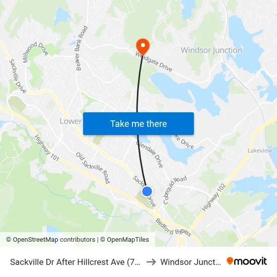 Sackville Dr After Hillcrest Ave (7296) to Windsor Junction map
